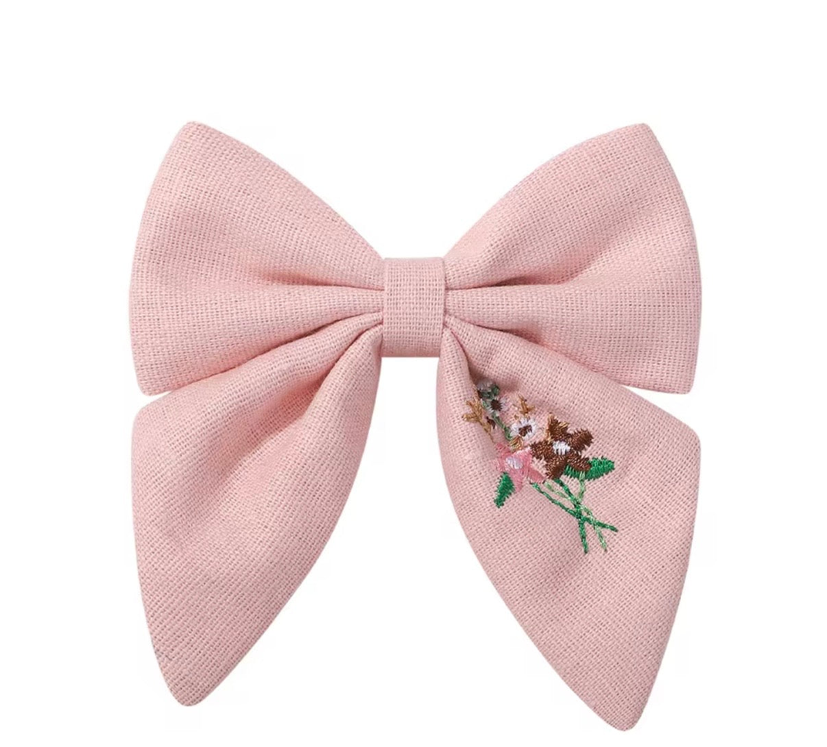 Embroidery Flower Hair Bow