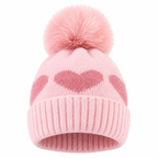 Pom-Pom Heart Beanie