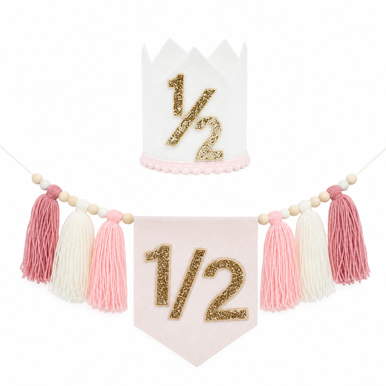 Half Birthday Crown & Banner Set