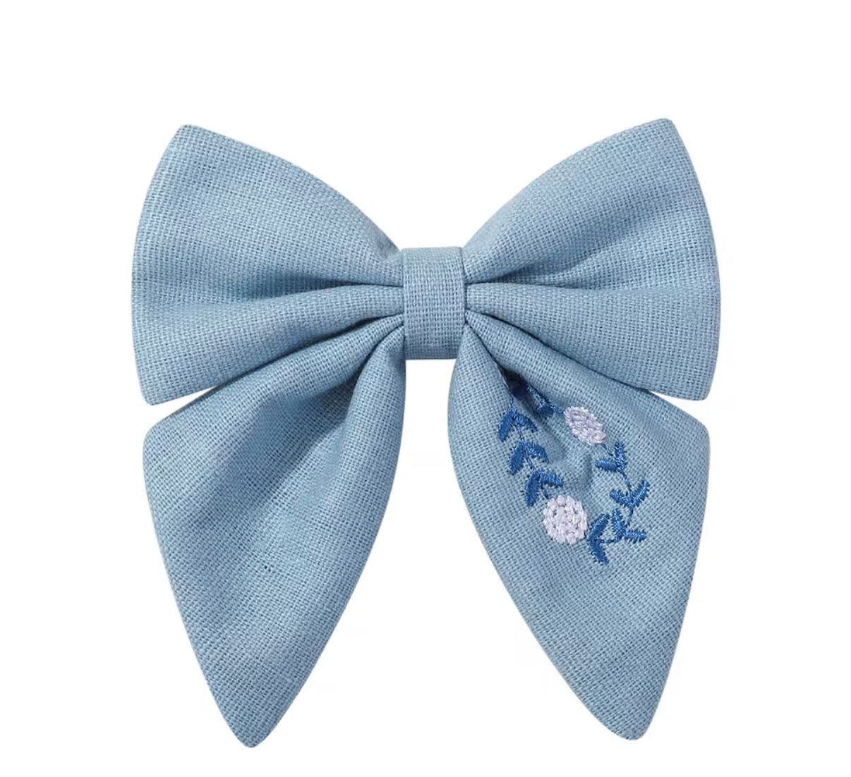 Embroidery Flower Hair Bow