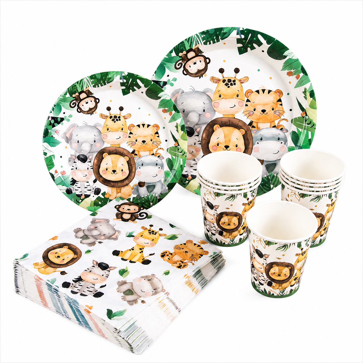 Jungle Animal 9 inch plates - 7 inch plates - cups - napkins