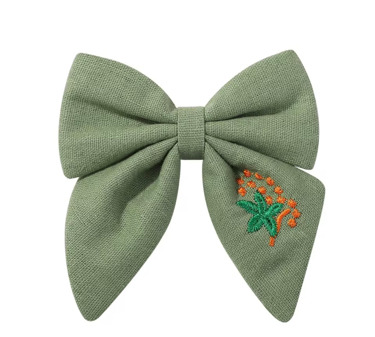 Embroidery Flower Hair Bow