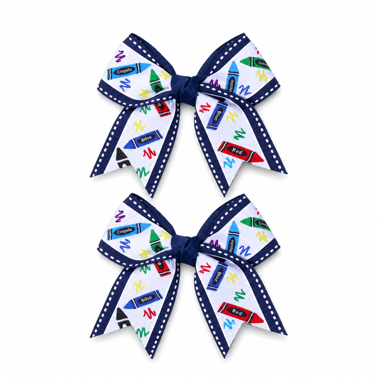 Printed Pencils Bows Hair Clips