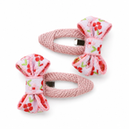 Embroidered Flower Bow Hairclips