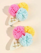 Ice Cream Pompom Hair Clips