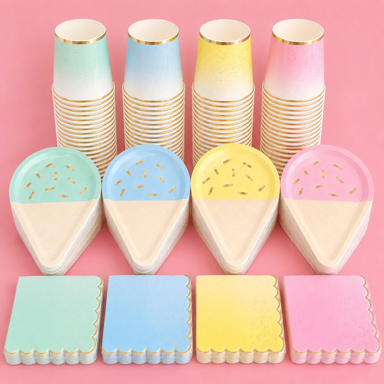 Ice cream 9inch plates-cups-napkins