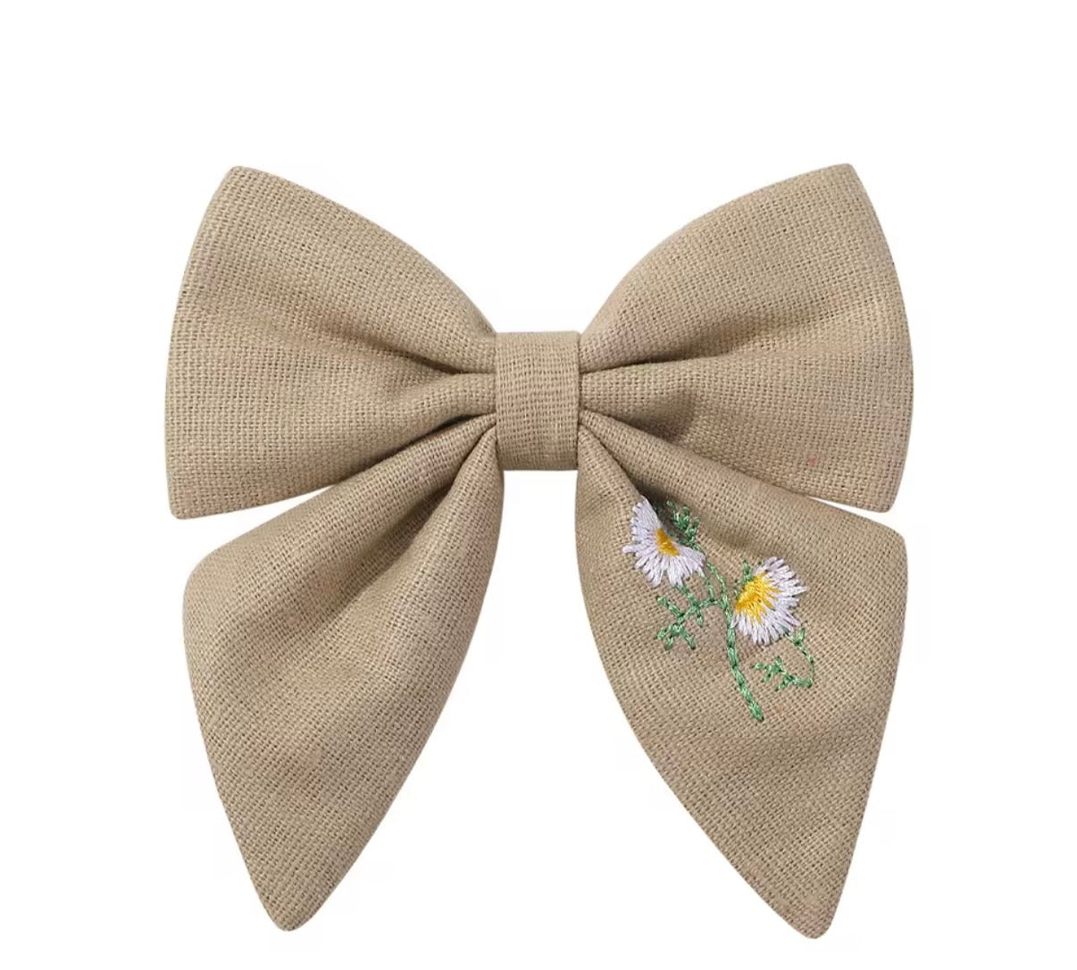 Embroidery Flower Hair Bow