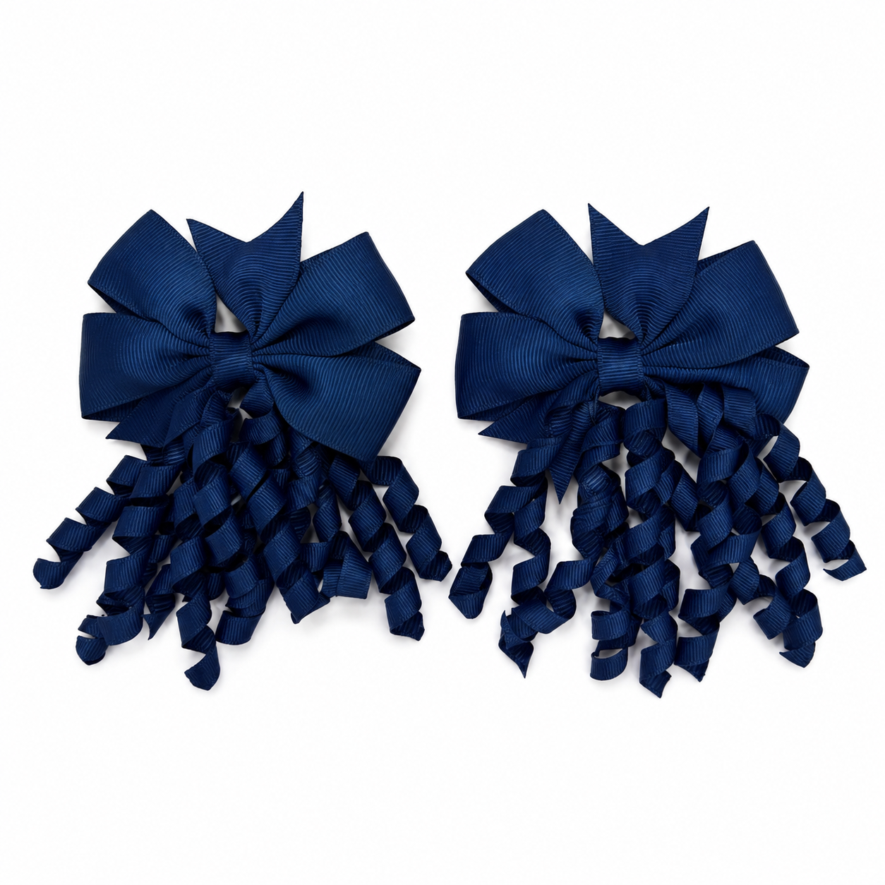 Curly Ribbon Bow Hair Clips