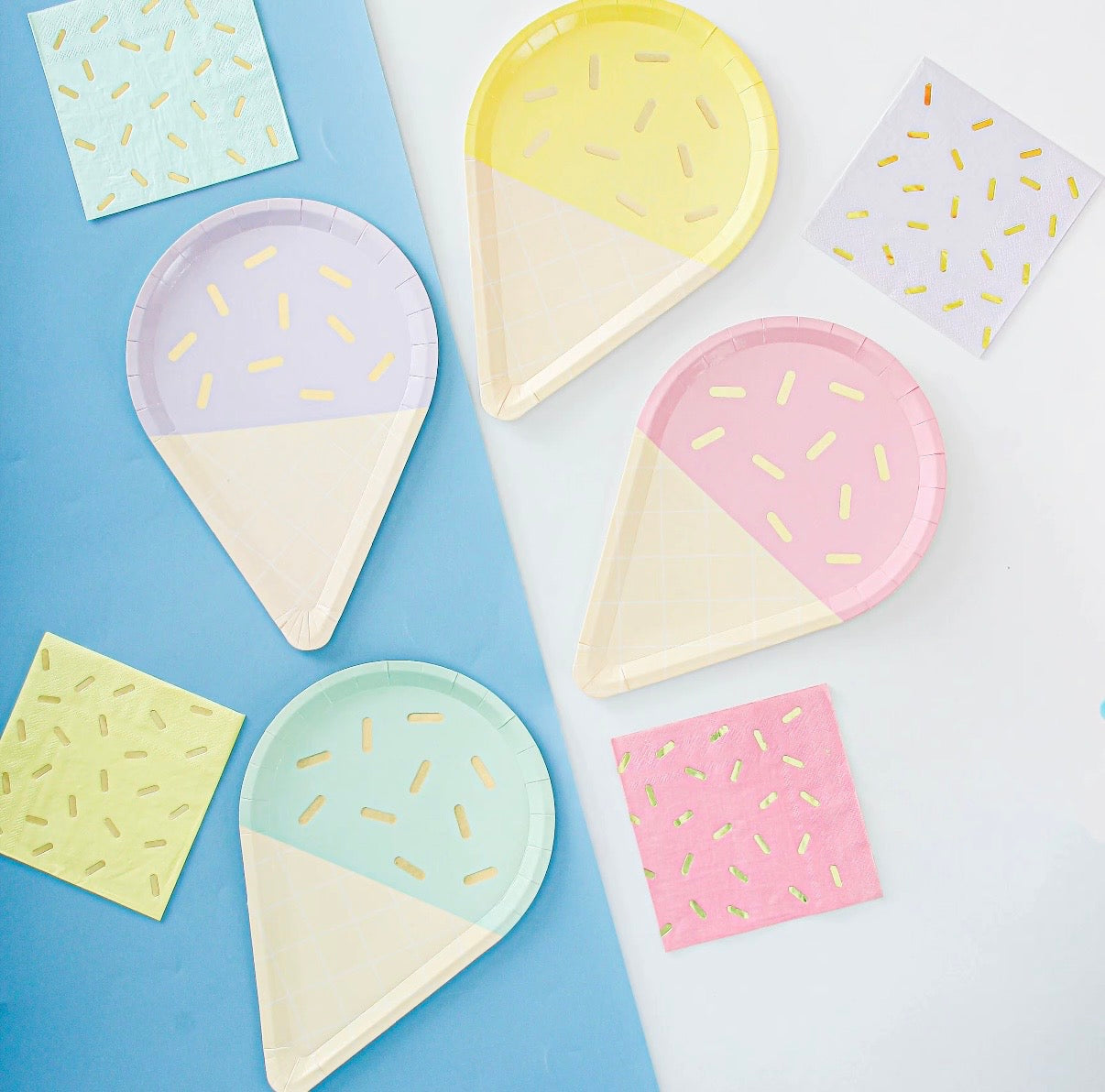 Ice cream 9inch plates-cups-napkins