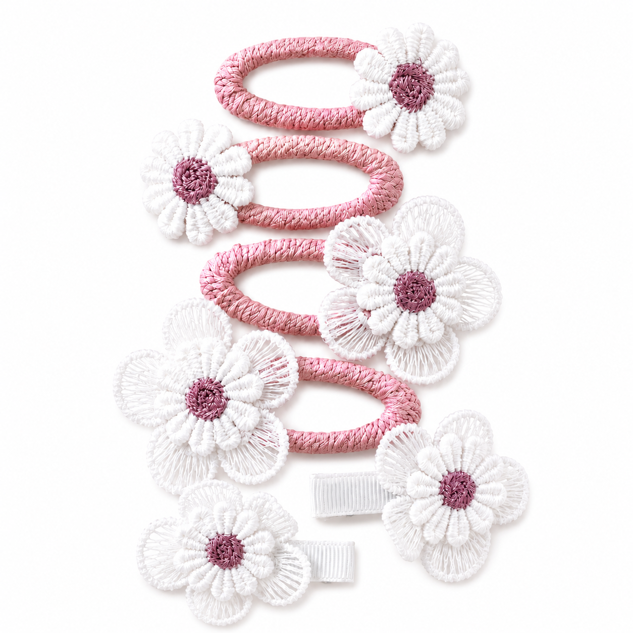 Double Floral Embroidery Hair Pins