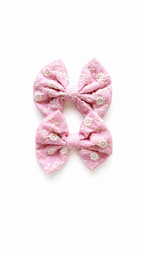 Medium Floral Embroidery Bow