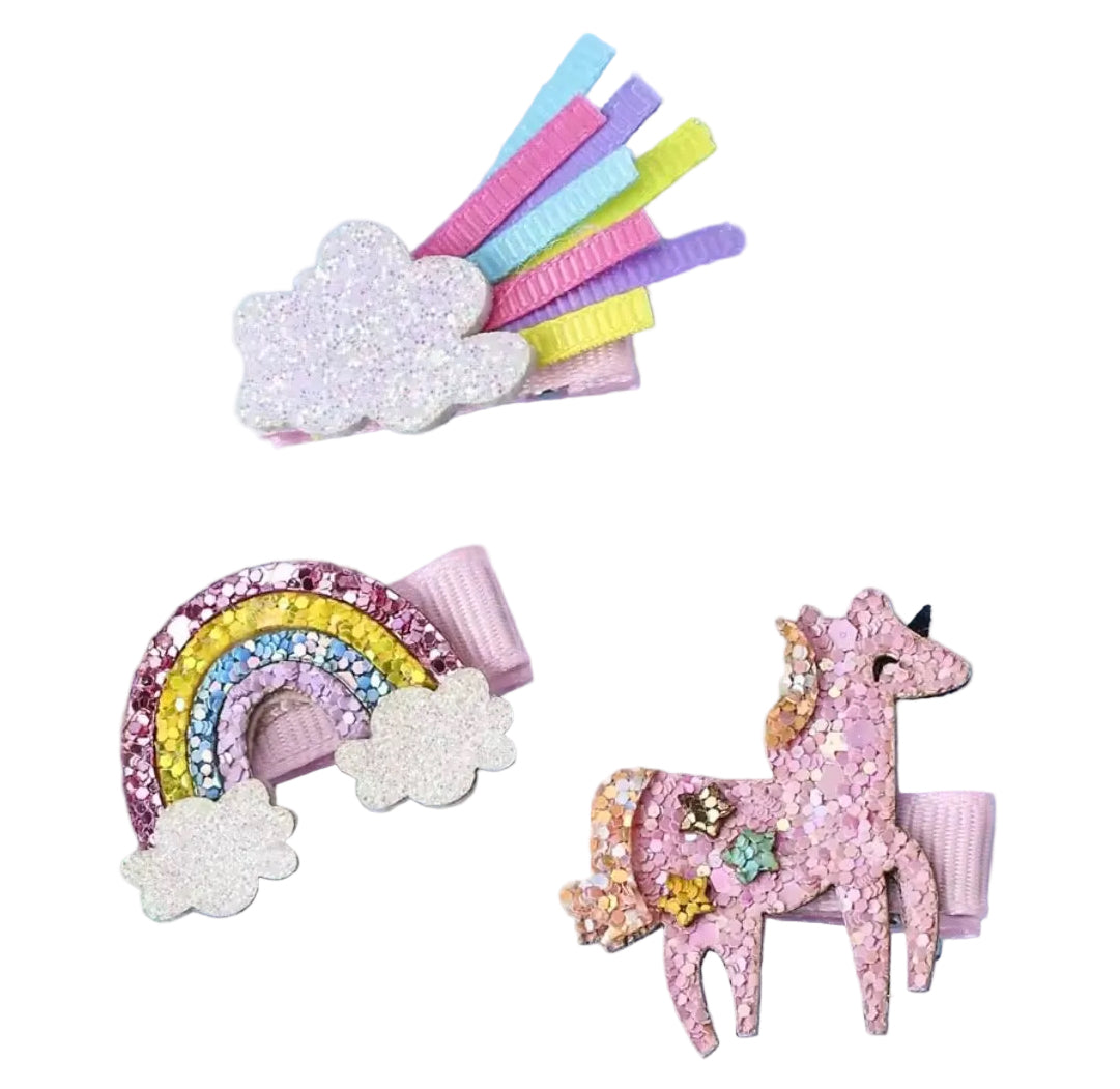 Rainbow & Unicorn Hair Clips