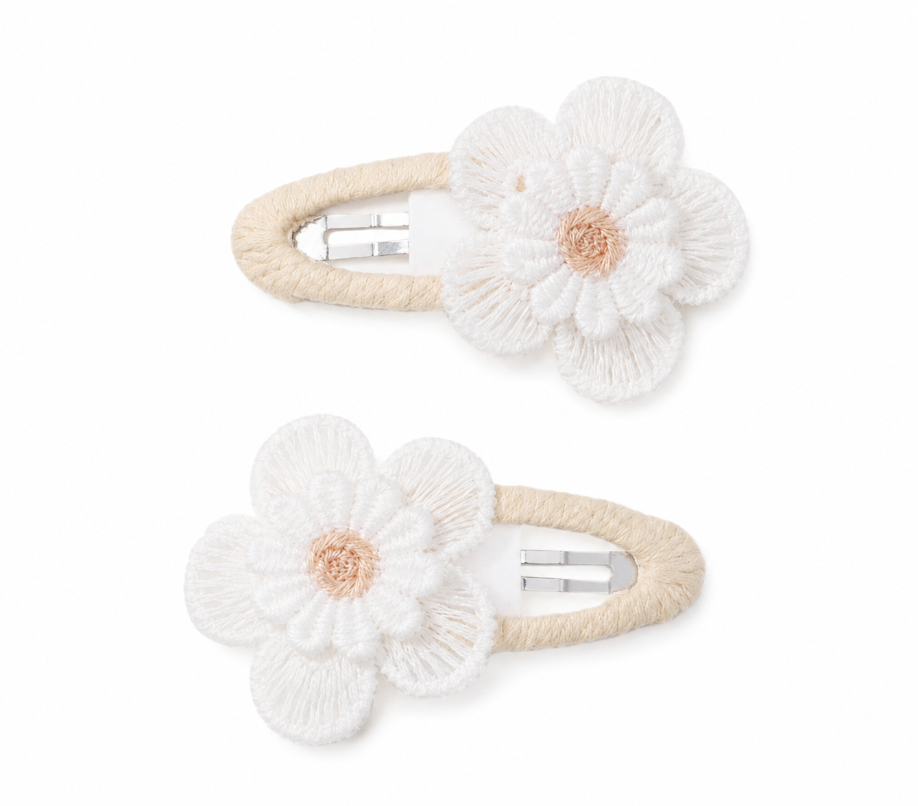 Double Floral Embroidery Hairclips