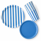 Striped 9inch plate-plain 7inch plate-striped cups