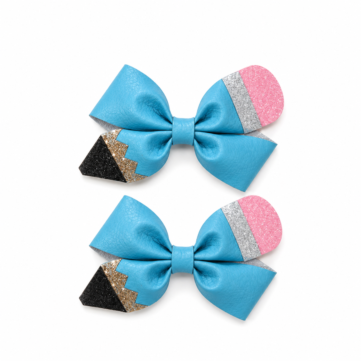 Leather Pencil Bow Hair Clips