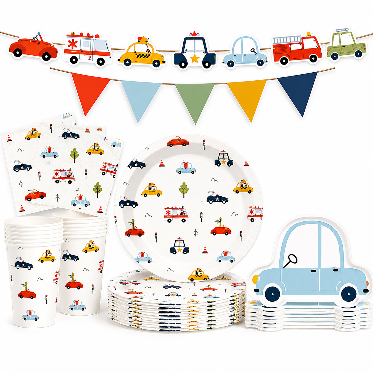 Car 8inch Plates- Printed Car 9inch Plates-Cups-Banner