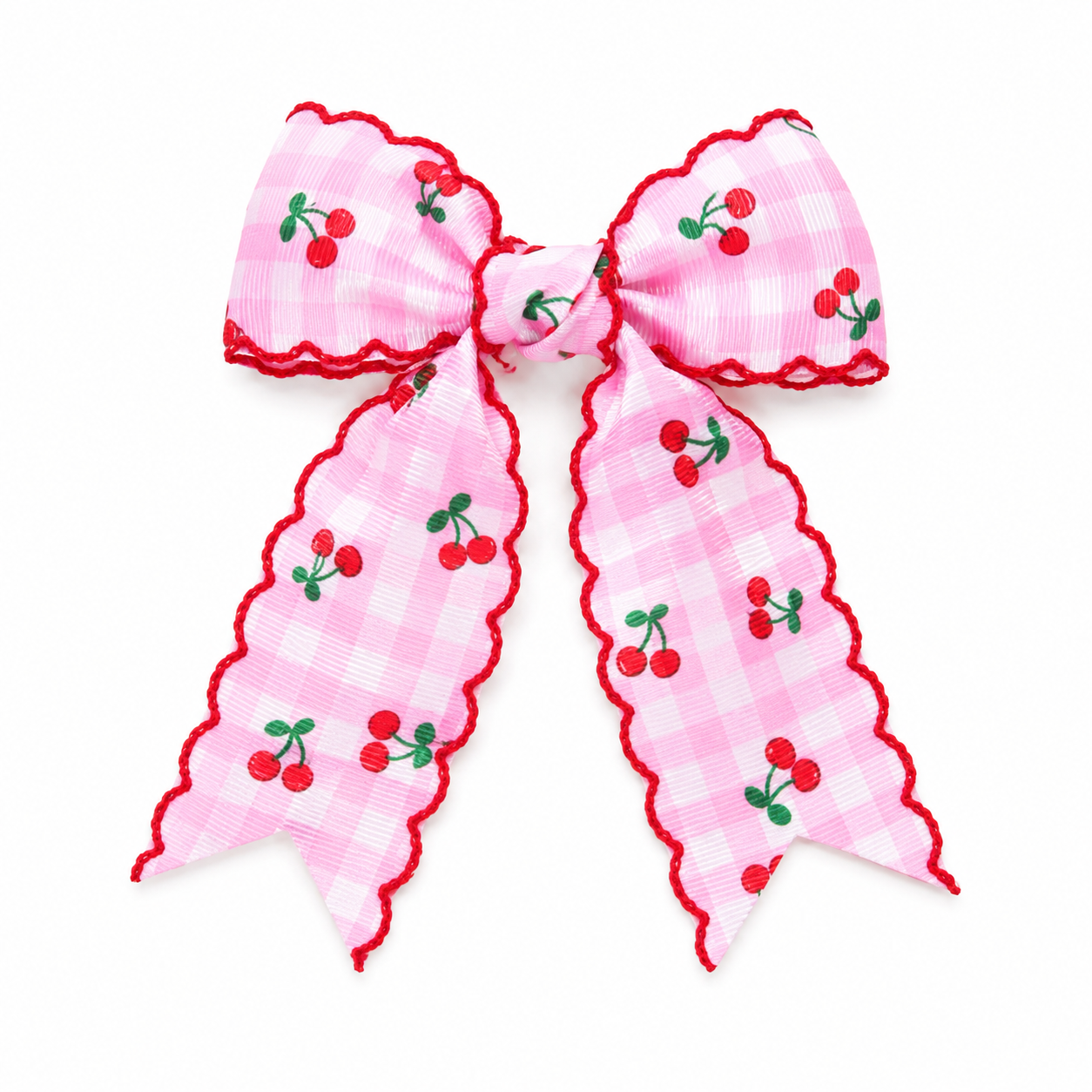 Cherry Plaid Hair Clip