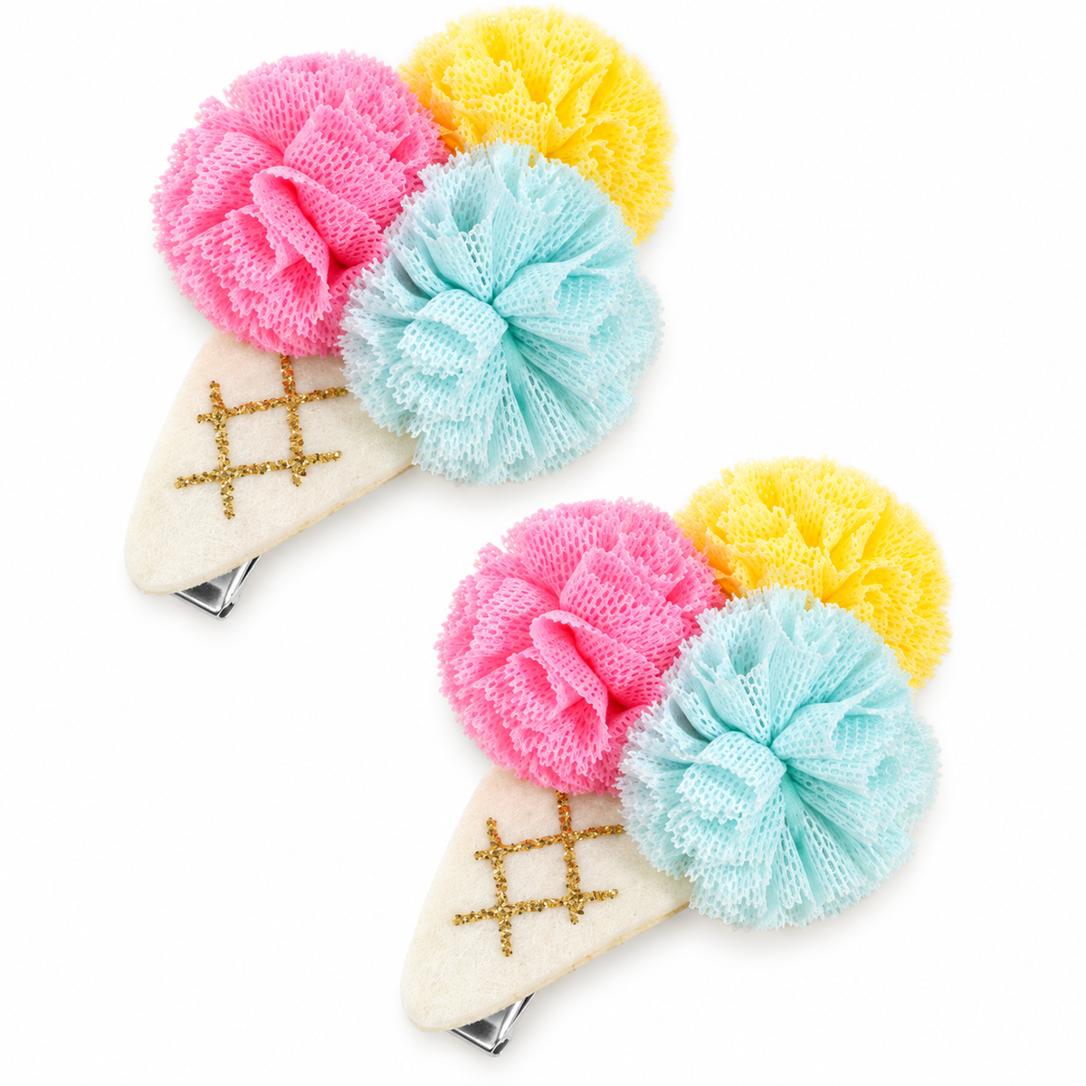 Ice Cream Pompom Hair Clips