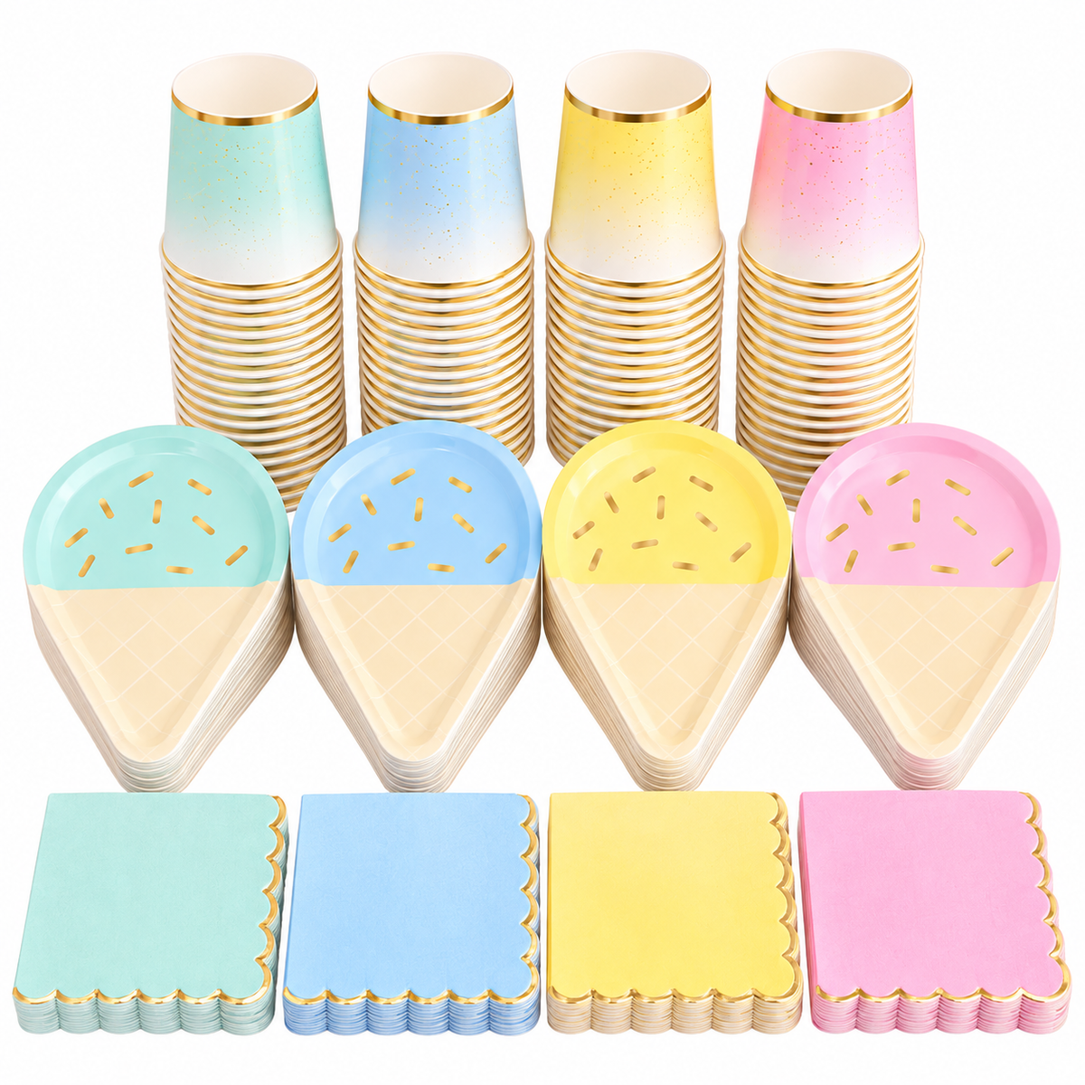 Ice cream 9inch plates-cups-napkins